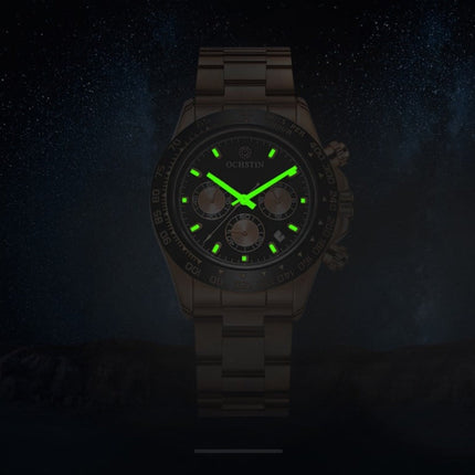 OCHSTIN Augusten 6103B Multi Function Quartz Watch Sports luminous Waterproof Watch Calendar Steel Band Men  Watch