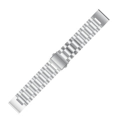 For Garmin Fenix 5 Three-Bead Stainless Steel Metal Watchband（Silver）, 20MM, 22MM, 26MM