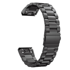 For Garmin Fenix 5 Three-Bead Stainless Steel Metal Watchband, 22MM, 26MM