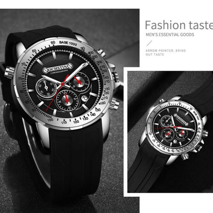 OCHSTIN 6125A Multi Function Chronograph Men  Sports Silicone Quartz Waterproof Men  Watch