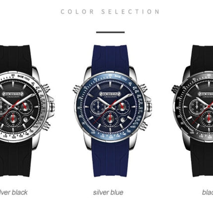 OCHSTIN 6125A Multi Function Chronograph Men  Sports Silicone Quartz Waterproof Men  Watch