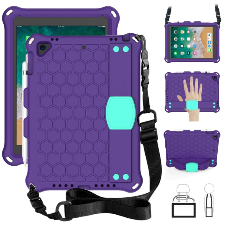 Honeycomb Design EVA + PC Four Corner Anti Falling Flat Protective Shell With Straps, For iPad 9.7 2017/2018