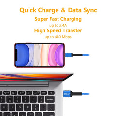 ENKAY ENK-CB203 Cloth Weaving Thread USB to 8 Pin Data Transfer Charging Cable, 8 Pin