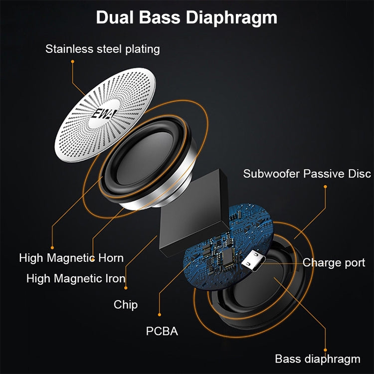 EWA A109M  Portable Bluetooth Speaker Wireless Heavy Bass Bomm Box Subwoofer Phone Call Surround Sound Bluetooth Shower Speaker