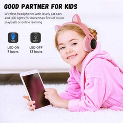 Cute Cat Ear Bluetooth 5.0 Headphones Foldable On-Ear Stereo Wireless Headset Headphone with Mic / LED Light / FM Radio / TF Card, SYA00833501F, SYA00833501A, SYA00833501B, SYA00833501C, SYA00833501D, SYA00833501E
