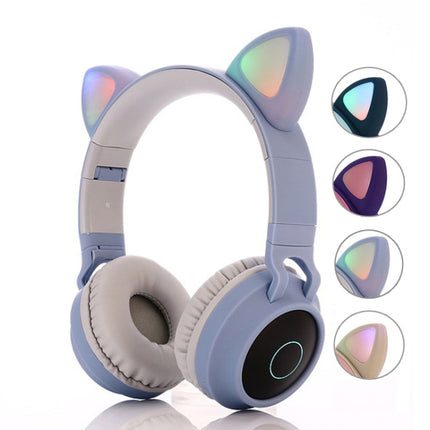 Cute Cat Ear Bluetooth 5.0 Headphones Foldable On-Ear Stereo Wireless Headset Headphone with Mic / LED Light / FM Radio / TF Card, SYA00833501F, SYA00833501A, SYA00833501B, SYA00833501C, SYA00833501D, SYA00833501E