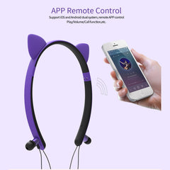 ZW29 Cat Ear Stereo Sound HIFI Fashion Outdoor Portable Sports Wireless  Bluetooth Headset with Mic & LED Light Glowing