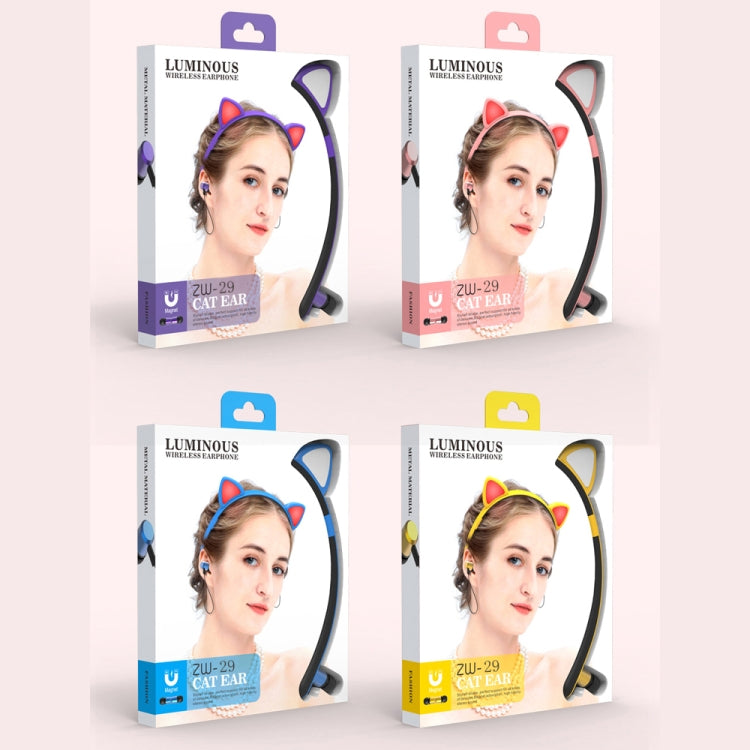 ZW29 Cat Ear Stereo Sound HIFI Fashion Outdoor Portable Sports Wireless  Bluetooth Headset with Mic & LED Light Glowing