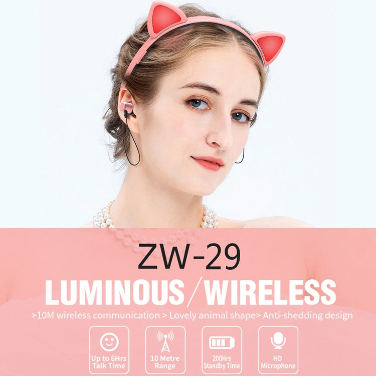 ZW29 Cat Ear Stereo Sound HIFI Fashion Outdoor Portable Sports Wireless  Bluetooth Headset with Mic & LED Light Glowing