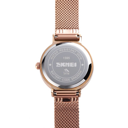 Skmei 1595 Fashion Elegant Scale Free Steel Mesh Belt Women's Watch Waterproof Business Student Quartz Watch Female