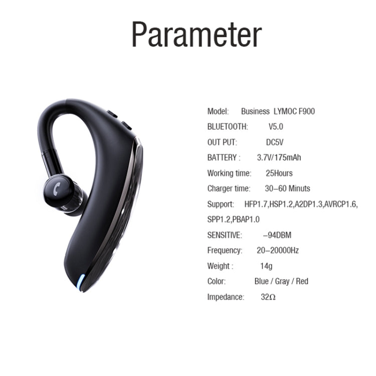 F900 Mini Earhook 180 Degree Freely Rotating Wireless Bluetooth 5.0 Earphone Car Handsfree Call Headphone