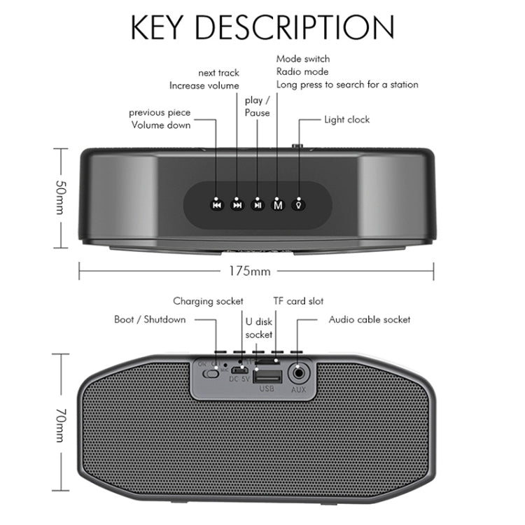 M5 Cool Owl Design Bluetooth Speaker LED Flash Wireless Loudspeaker FM Radio Alarm Clock TF Card