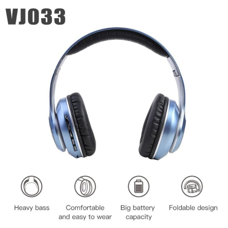 VJ033 Multi-function Upgrade Bluetooth 5.0 Headset Stereo Wireless LED Microphone FM Radio Headset