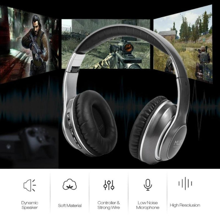 VJ033 Multi-function Upgrade Bluetooth 5.0 Headset Stereo Wireless LED Microphone FM Radio Headset