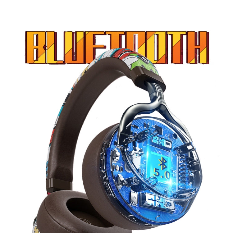 VJ086 Graffiti Headset Wireless Sports Bluetooth Headset Water Transfer Color Print Headset, Support TF, FM