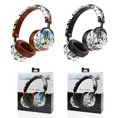 VJ086 Graffiti Headset Wireless Sports Bluetooth Headset Water Transfer Color Print Headset, Support TF, FM