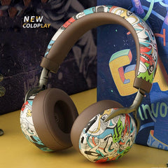 VJ086 Graffiti Headset Wireless Sports Bluetooth Headset Water Transfer Color Print Headset, Support TF, FM