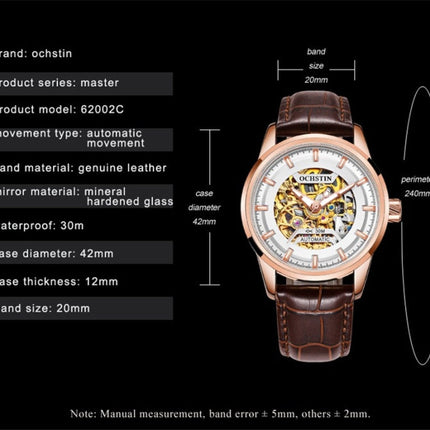 Ochstin 2002C Men  Automatic Hollow Leather Mechanical Watch Business Waterproof Night Light Men Watch Mechanical Watch