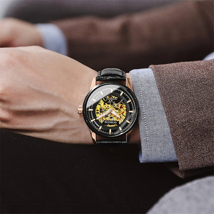 Ochstin 2002C Men  Automatic Hollow Leather Mechanical Watch Business Waterproof Night Light Men Watch Mechanical Watch