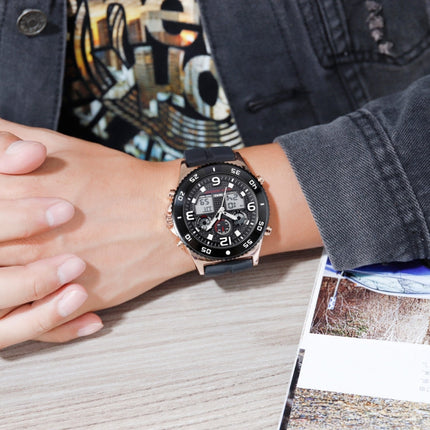 SKMEI 1538 Multi-Function Time Large Dial Steel Belt Men  Casual Sports Electronic Watch