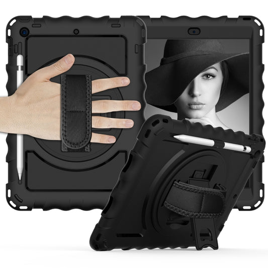 For iPad 10.2 360 Degree Rotating Case with Pencil Holder, Kickstand Shockproof Heavy Duty with Shoulder Strap,Hand Strap, For iPad 10.2