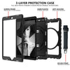 For iPad 10.2 360 Degree Rotating Case with Pencil Holder, Kickstand Shockproof Heavy Duty with Shoulder Strap,Hand Strap, For iPad 10.2