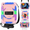 For iPad 10.2 360 Degree Rotating Case with Pencil Holder, Kickstand Shockproof Heavy Duty with Shoulder Strap,Hand Strap, For iPad 10.2