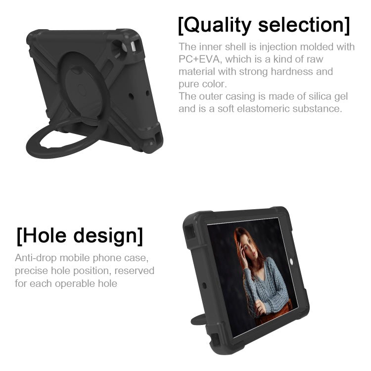 For iPad 10.2 PC + Silicone Shockproof Combination Case with 360 Degree Rotating Holder & Handle, For iPad 10.2