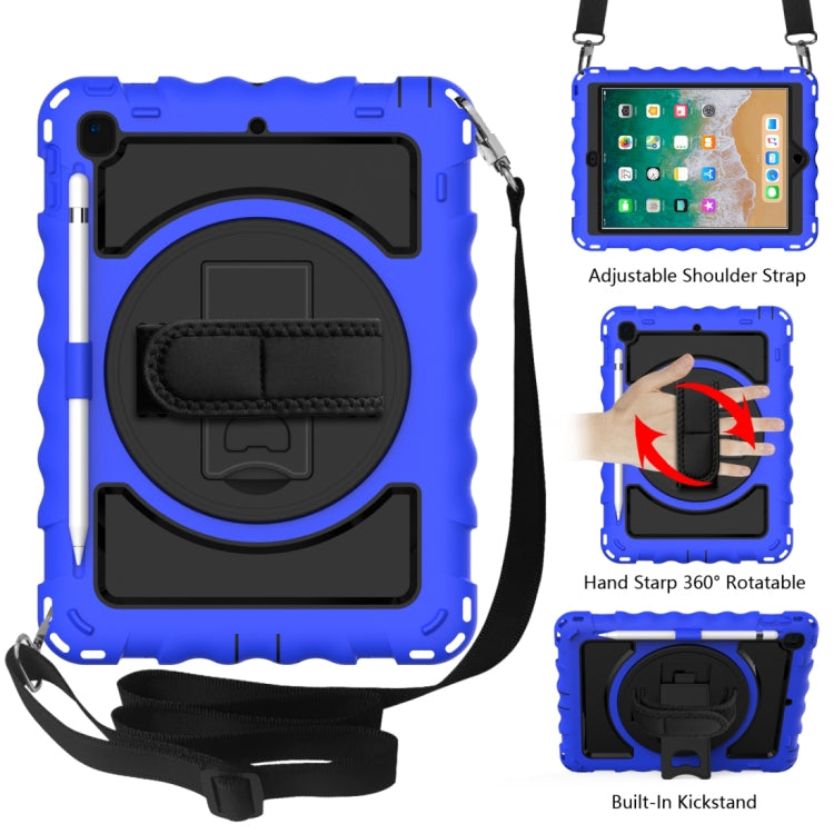 For iPad 9.7 (2018) & (2017) 360 Degree Rotation PC + Silicone Shockproof Combination Case with Holder & Hand Grip Strap & Neck Strap, For iPad 9.7 (2018)