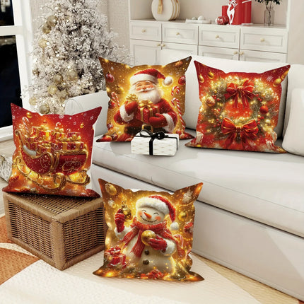 Christmas decoration pillowcase Santa Claus carriage Snowman garland pattern suitable for home room sofa cushion cover
