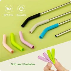 Stainless Steel Straw with Silicone Tip for Stanley Cup 2Pcs Replacement Straws for Stanley 40oz/30oz Tumbler 1Pcs Straw Brush