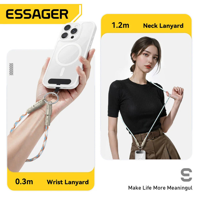 Essager 60W Type C To Type C Fast Charging Cable  For iPhone 16 Xiaomi Huawei  Lanyard  Halter Neck Wrist Multifunctional Cable
