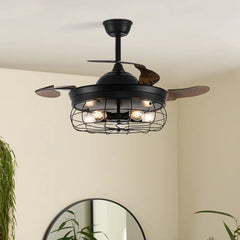 KOMORE Modern Style Indoor Round Ceiling Fan with Light and Remote, 3 Colour Temperature for Office, Living Room, Bedroom