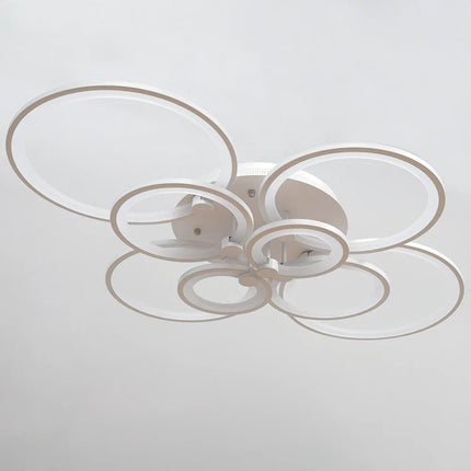 KOMORE Modern Circular LED Semi Flush Ceiling Light, 54 W/94W/142W Cool White for Nordic Decor for Office, Living Room, Bedroom