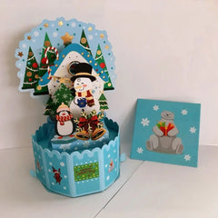 3D Pop Up Greeting Cards Merry Christmas Cards New Year Greeting Cards Blessing Postcard Swan Mermaid Thank You Cards Decor Gift