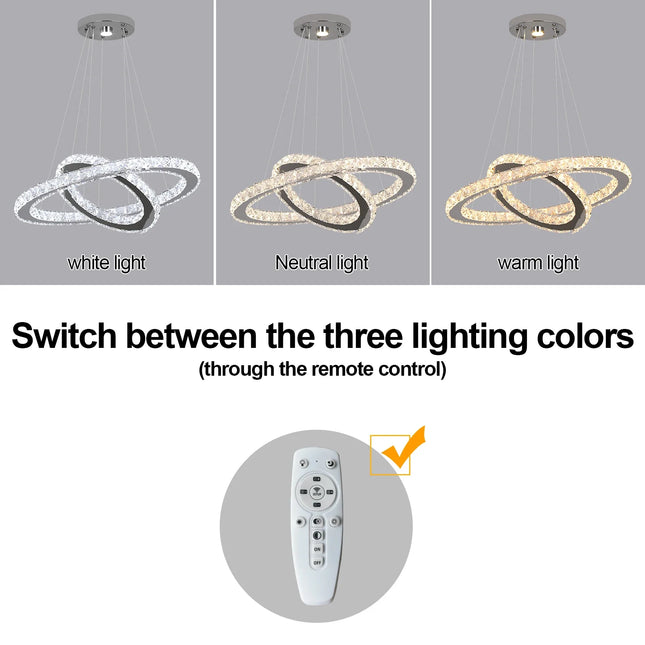 Luxury Rings Led Crystal Chandelier Mordern Pendant Light Living Dining Room Decor Fixture Suspension Luminaire Hanging Lustr