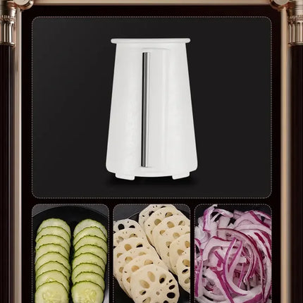 Rotary Cheese Grater Shredder Round Mandolin Slicer with Handle and 5 Drum Blades Kitchen Manual Vegetable Slicer Nuts Grinder