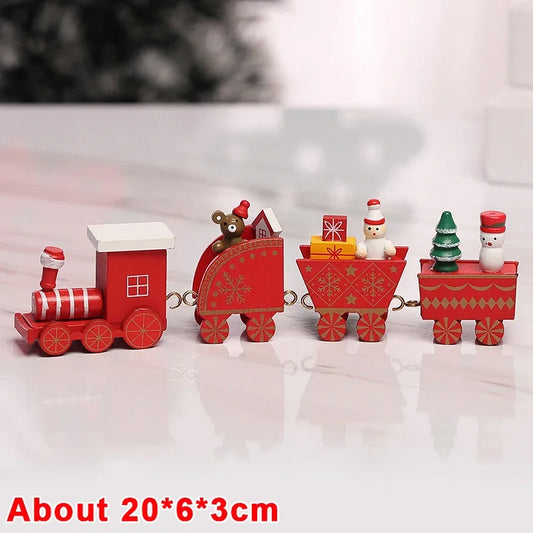 Wooden Train Christmas Ornaments Santa Cake Decoration Merry Christmas Navidad New Year Party Table Decoration Kids Gifts Toys