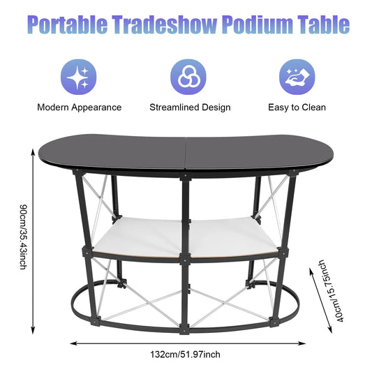 Foldable Tradeshow Table Exhibition Countertop Podium Promotion Table Office Reception Desk School Lecture Table