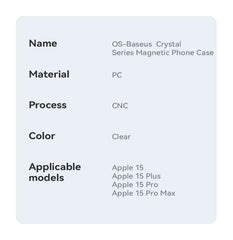 Baseus Magnetic Phone Case for iPhone 15 14 13 12 11 Pro Max Wireless Charging Cover For iPhone 15 14 Pro Max Magnet Clear Case