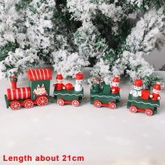 Wooden Train Christmas Ornaments Santa Cake Decoration Merry Christmas Navidad New Year Party Table Decoration Kids Gifts Toys