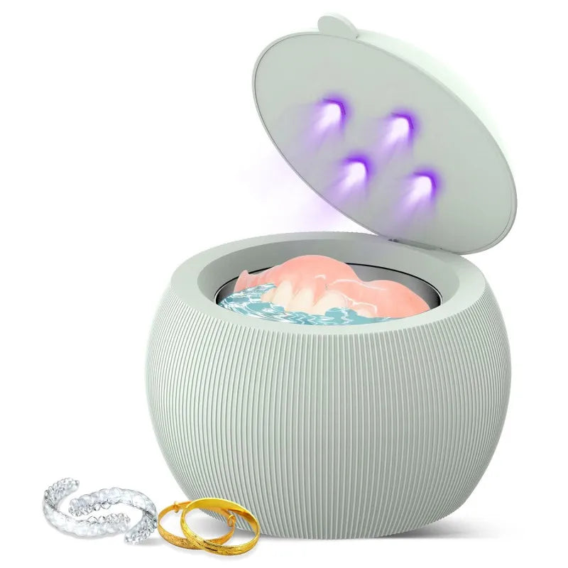 Home appliance mini portable rechargeable denture ultrasonic cleaner with uv sterilizer for daily disinfeciton