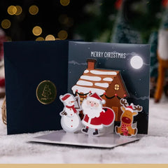5/1PCS 3D Pop UP Christmas Greeting Cards with Envelope Friend Family Blessing Postcard Birthday New Year Christmas Decoration
