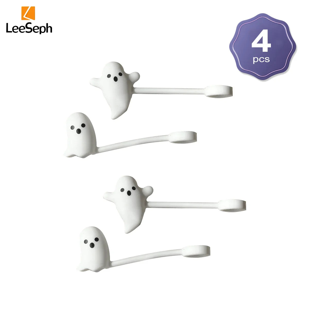 Leeseph Halloween Ghost Straw Covers Cap, Silicone Reusable DustProof Drinking Straw Topper, Cup Accessories for Stanley Cup