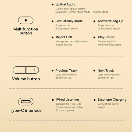 Baseus Bowie D05 Headphones Wireless Earphone Bluetooth 5.3 Headset HiFI Stereo Fones Foldable Wireless Wired Dual Use Headphone