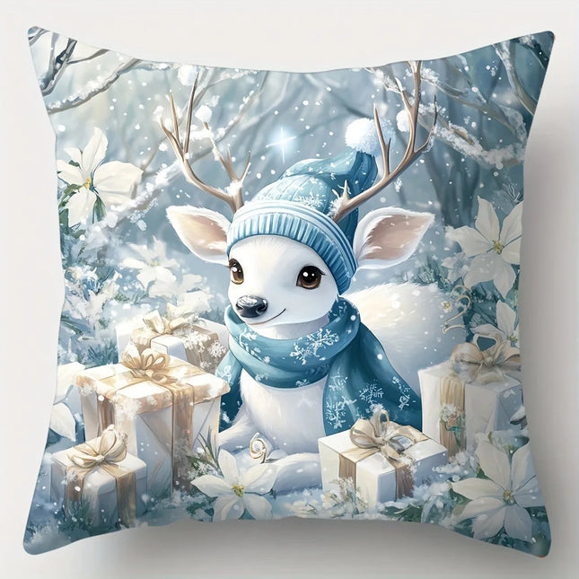 Christmas decoration pillowcase New Year Gift Snowman Fawn Santa Claus car pattern home decoration sofa cushion cover