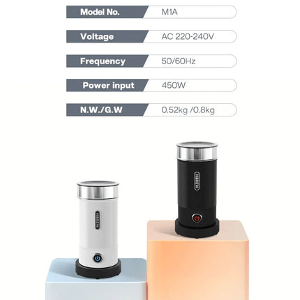 HiBREW Milk Frother Frothing Foamer Chocolate Mixer Cold/Hot Latte Cappuccino fully automatic Milk Warmer Cool Touch M1A
