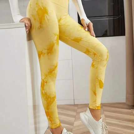 Seamless High Waist Leggings Women Tie Dye Leggings Fitness Sports Running Yoga Pants Hip Liftting Elastic Knitting Tights