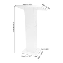 Acrylic Podium Floor Standing Clear Lecterns W/ Storage Shelf School Stand Desk Church Pulpit Office Lecture Table 43in H
