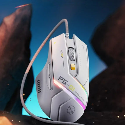 Inphic Pg1 Wired Mouse Gaming Mouse RGB Light Emitting   Macro Programming 12800DPI  6 Keys Computer Mouse For Office Home